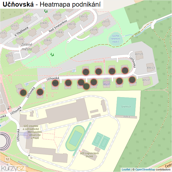 Mapa Učňovská - Firmy v ulici.