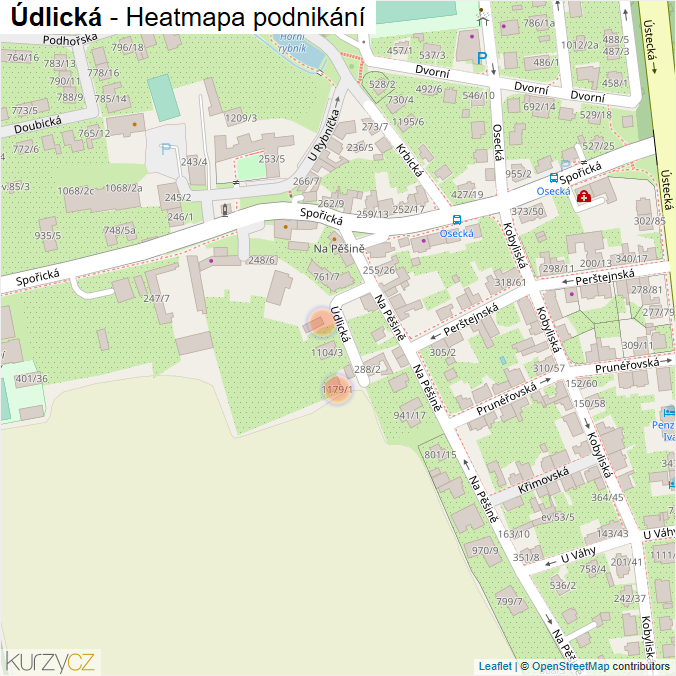 Mapa Údlická - Firmy v ulici.