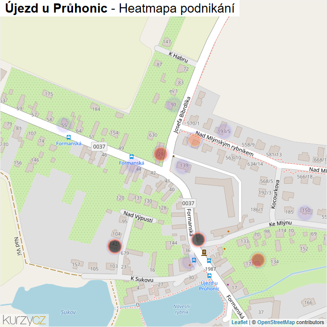 Mapa Újezd u Průhonic - Firmy v části obce.
