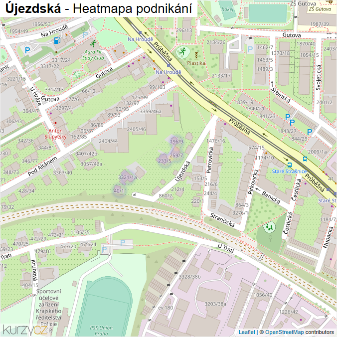 Mapa Újezdská - Firmy v ulici.