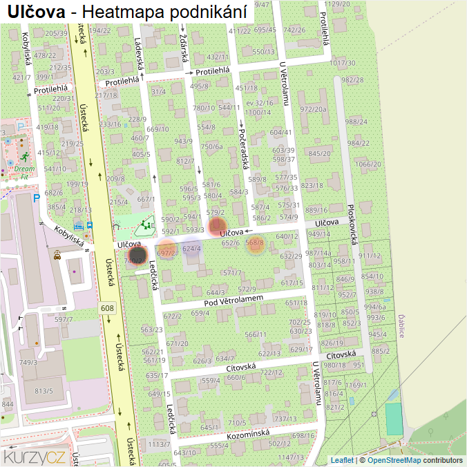 Mapa Ulčova - Firmy v ulici.