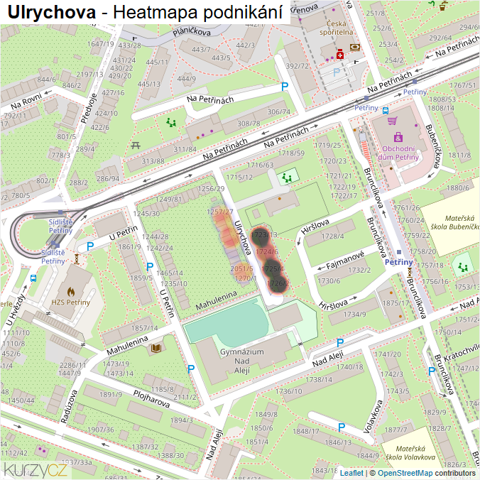 Mapa Ulrychova - Firmy v ulici.