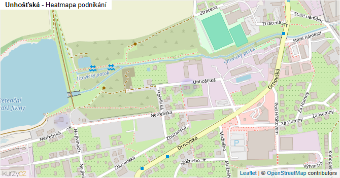 Unhošťská - mapa podnikání