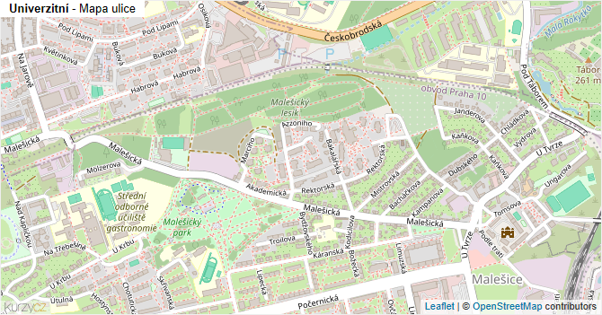 Univerzitní - mapa ulice
