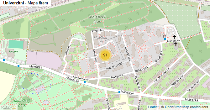 Univerzitní - mapa firem