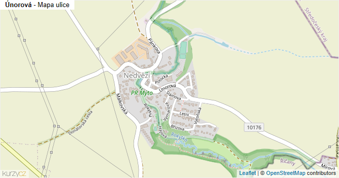 Únorová - mapa ulice