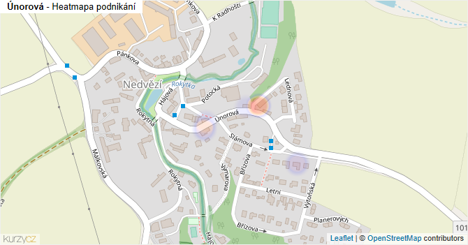 Únorová - mapa podnikání