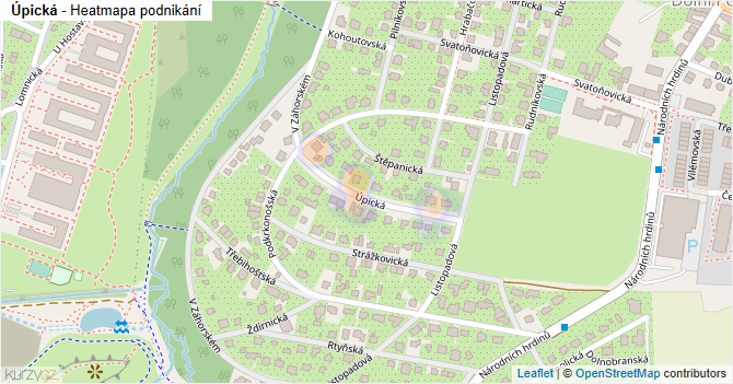 Úpická - mapa podnikání