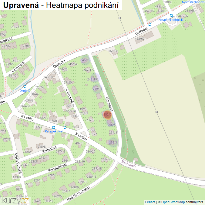 Mapa Upravená - Firmy v ulici.