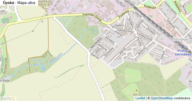 Úpská - mapa ulice