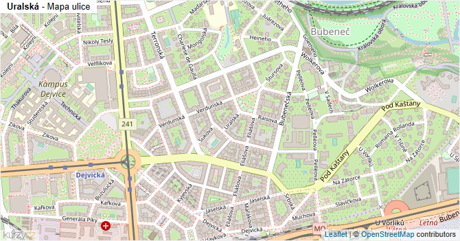 Uralská - mapa ulice