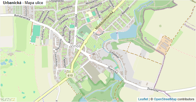 Urbanická - mapa ulice