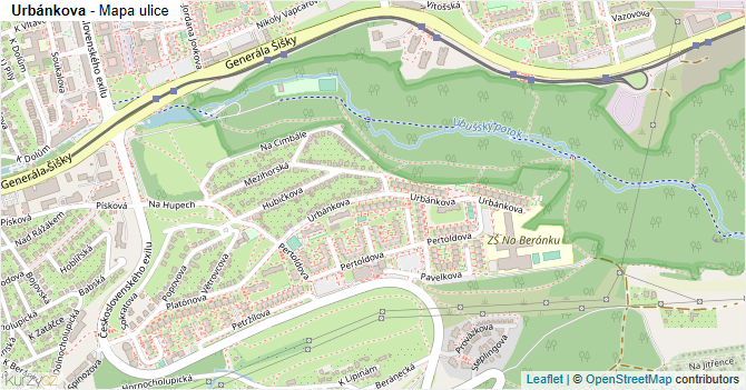 Urbánkova - mapa ulice