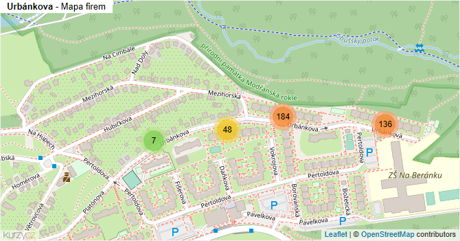 Urbánkova - mapa firem