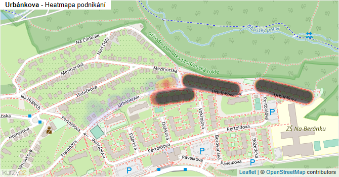 Urbánkova - mapa podnikání