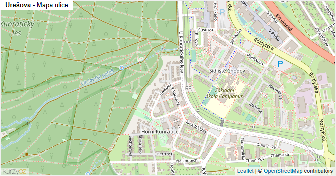 Urešova - mapa ulice