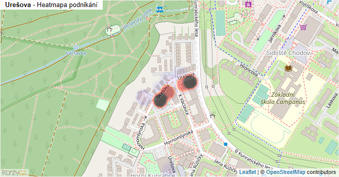 Urešova - mapa podnikání