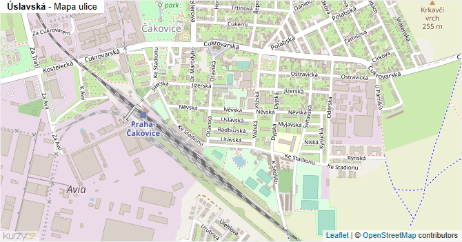 Úslavská - mapa ulice