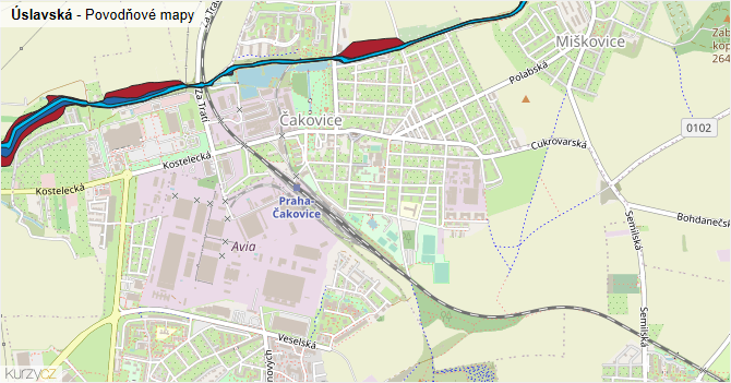Úslavská - záplavové mapy stoleté vody