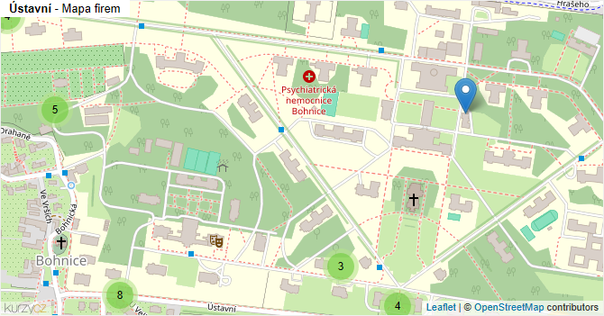 Ústavní - mapa firem