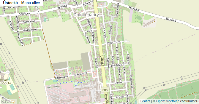 Ústecká - mapa ulice