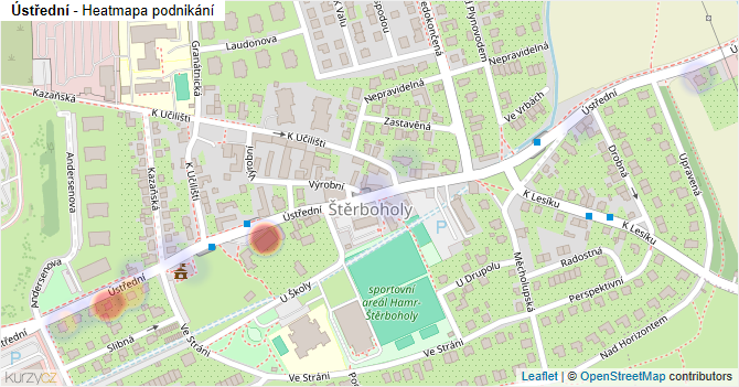 Ústřední - mapa podnikání