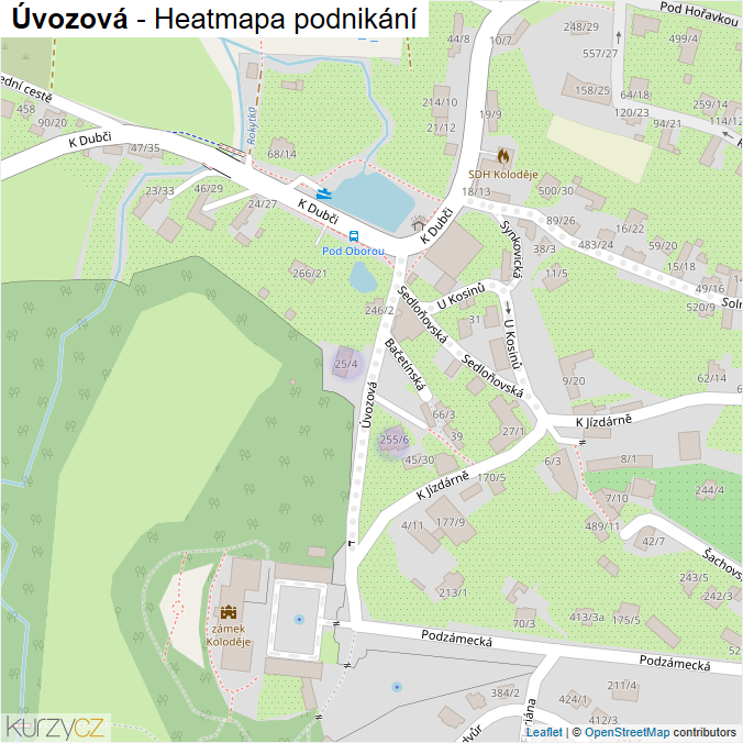 Mapa Úvozová - Firmy v ulici.