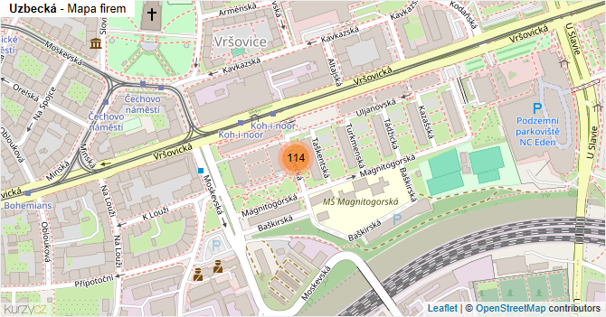 Uzbecká - mapa firem