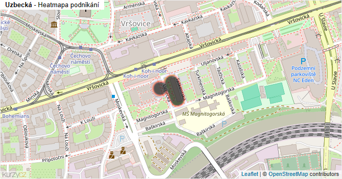Uzbecká - mapa podnikání