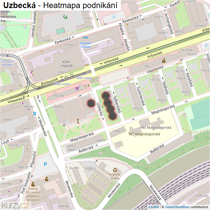 Mapa Uzbecká - Firmy v ulici.