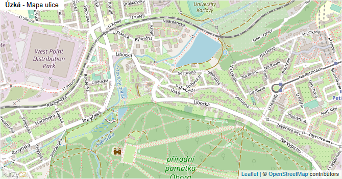 Úzká - mapa ulice