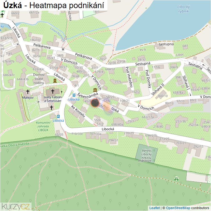 Mapa Úzká - Firmy v ulici.
