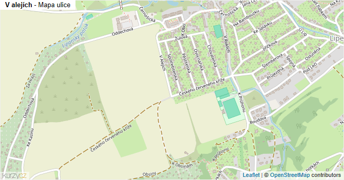 V alejích - mapa ulice