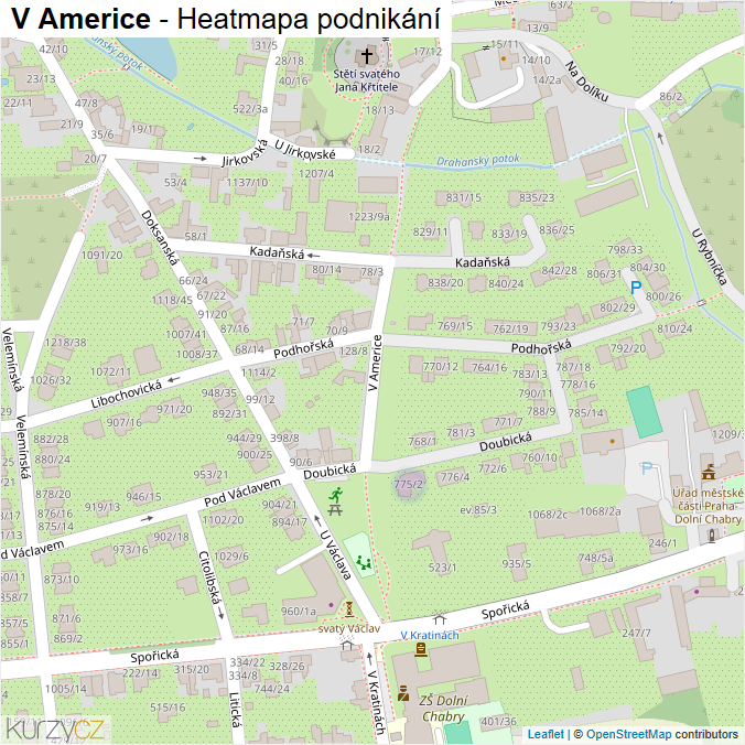 Mapa V Americe - Firmy v ulici.