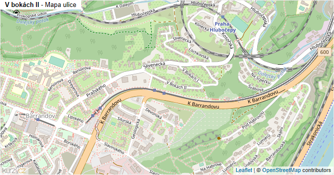 V bokách II - mapa ulice