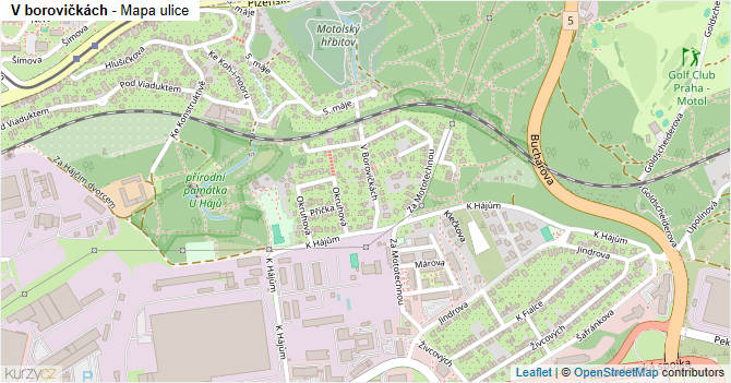 V borovičkách - mapa ulice