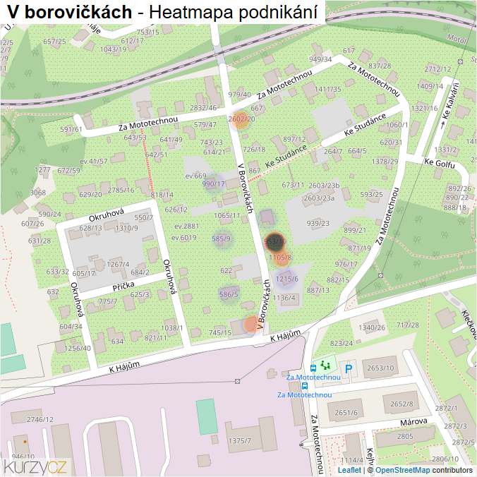 Mapa V borovičkách - Firmy v ulici.