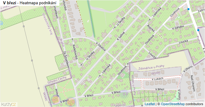 V březí - mapa podnikání