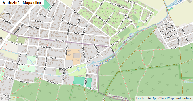 V březině - mapa ulice