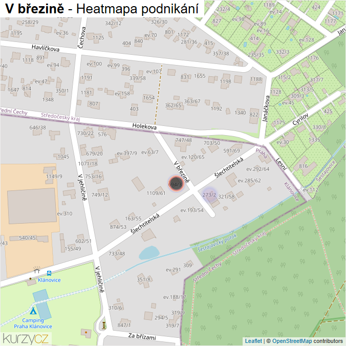 Mapa V březině - Firmy v ulici.