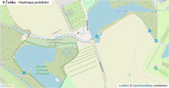 V Čeňku - mapa podnikání