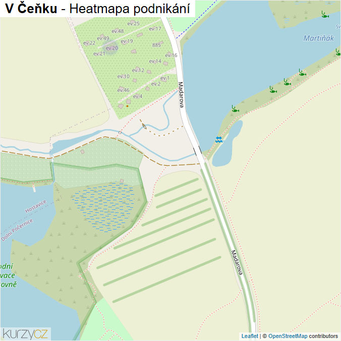 Mapa V Čeňku - Firmy v ulici.