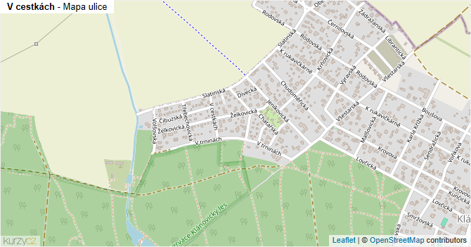 V cestkách - mapa ulice