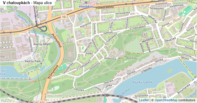 V chaloupkách - mapa ulice