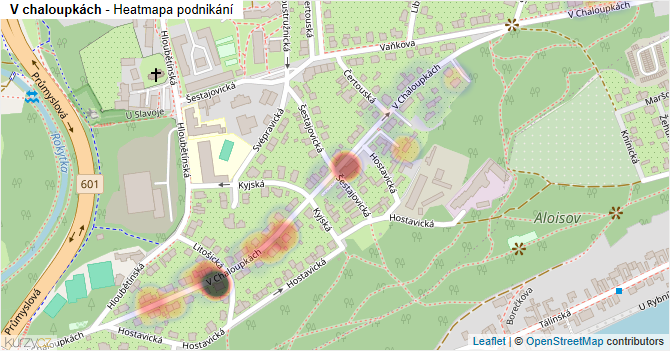 V chaloupkách - mapa podnikání