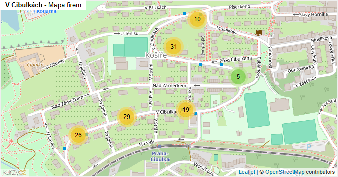 V Cibulkách - mapa firem