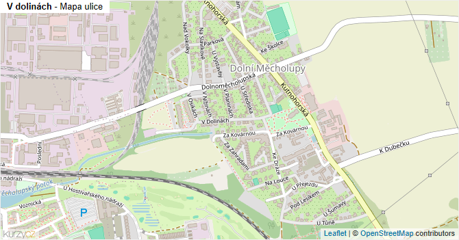 V dolinách - mapa ulice