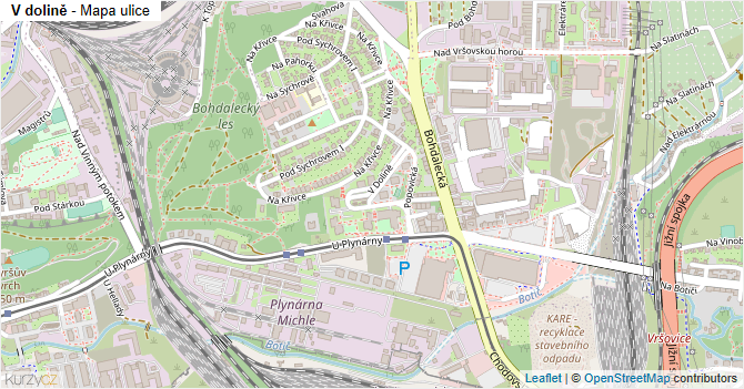 V dolině - mapa ulice