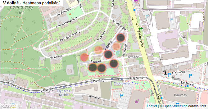 V dolině - mapa podnikání
