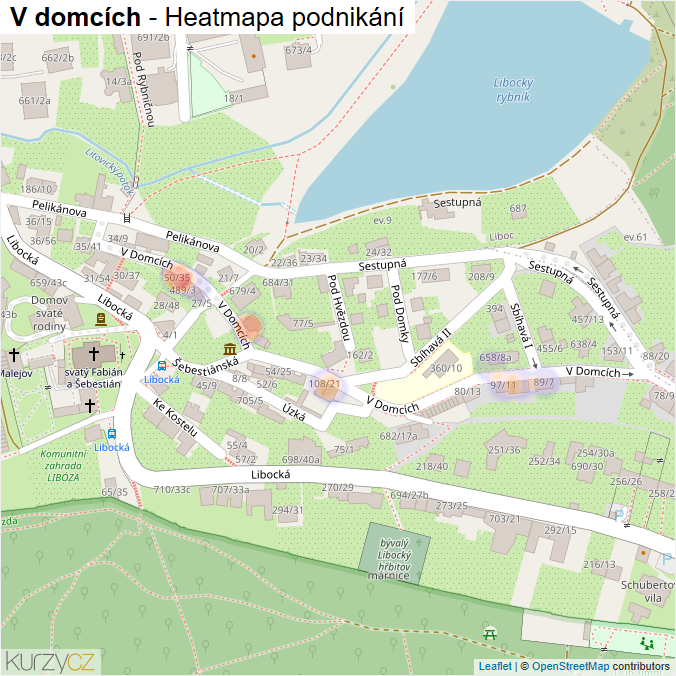 Mapa V domcích - Firmy v ulici.